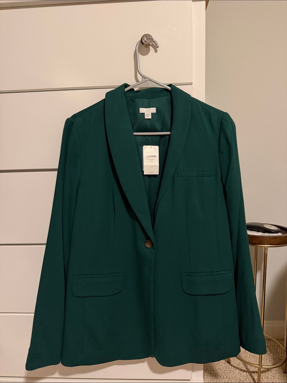 J. Jill Emerald Green Single-Button Shawl Collar Blazer